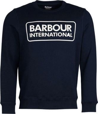 Barbour Navy Sweatshirt met Groot Logo - Klassieke Stijl - Heren - Sweatshirts - Blauw - S - Katoen - Hoodies & sweatvesten