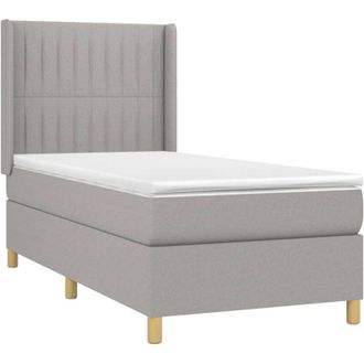 vidaXL Cama Box Spring Con Colch&oacute;n Tela Gris Claro 80x200 Cm Vidaxl