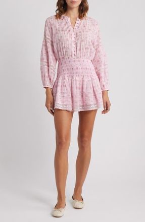 LoveShackFancy Janis Long Sleeve Minidress in Raspberry Fields at Nordstrom, Size Xx-Small