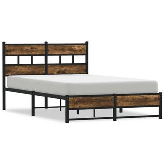 Berkfield Home Metal Bed Frame without Mattress Smoked Oak 120x200 cm in Brown | Size: Small Double