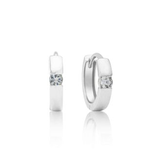 MAX + STONE 14k Yellow or White Gold Small Round Gemstone Huggie Hoop Earrings