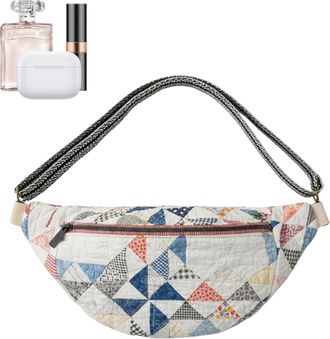 Generic Small Sling Bag - Handmade Portable Boho Quilted Pouch,Fabric Bag with Adjustable Strap | for Outdoor Travel Hiking Cycling Riding Fishing Sports Picn