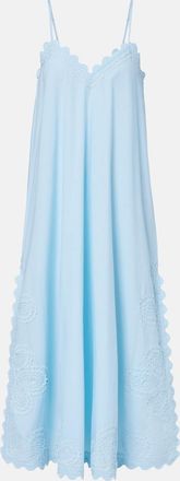 Juliet Dunn Embroidered scalloped cotton midi dress
