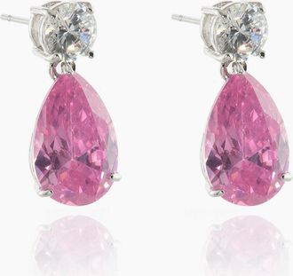 Cachet London Womens Cachet London Shade Silver Pink Drop Earrings - Silver/Silver