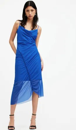 AllSaints Ulla Mesh Draped Midi Dress