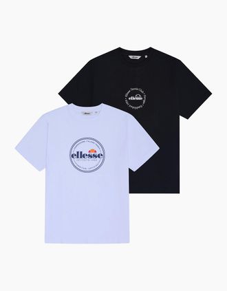 Ellesse Mens Villo Tee (2 pack) - Black/White - Black/Multi - Size: 40