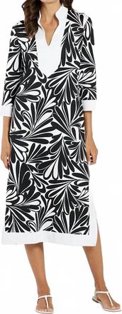 Jude Connally Katie Dress In Decorative Fan Black/white