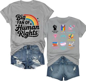 Generic Big Fan of Human Rights T Shirt Human Rights Shirt for Women Men Tee Grey