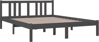 vidaXL Bed Frame without Mattress Grey Solid Wood 140x190 cm Vidaxl