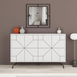 OEM Madia 4 Ante Bianco Con Disegno Geometrico Dune 123x35x77,4