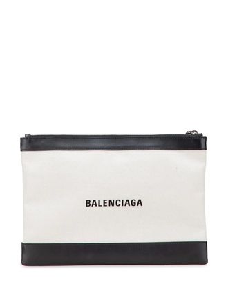 Balenciaga 2006-2018 M Canvas Navy Clip clutch bag - women - Canvas - One Size - White