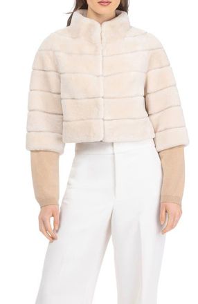Gorski Genuine Shearling Cropped Bolero with Cropped Sleeves in Cream at Nordstrom, Size X-Small
