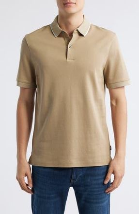 BOSS Prout Tipped Cotton Piqu&eacute; Polo in Light Beige at Nordstrom Rack, Size X-Large