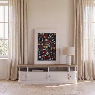 Maisons du monde Mueble TV de pino macizo blanco con 2 cajones
