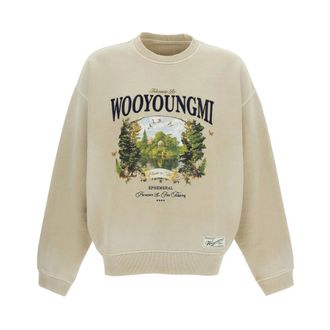 Wooyoungmi Sweatshirts, male, Beige, Size: S Garden Graphic Sweatshirt