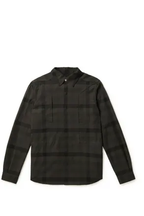 Rick Owens Checked Brushed Cotton-Twill Overshirt