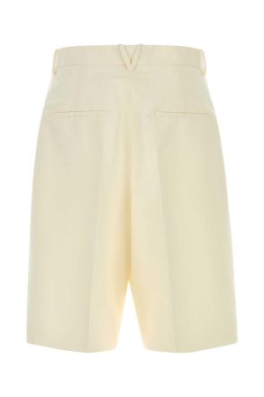 Bottega Veneta Mens Ivory Cotton Blend Bermuda Shorts White Exterior: Silk