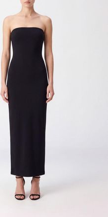Norma Kamali Abito midi a tubino in jersey stretch con spalle scoperte