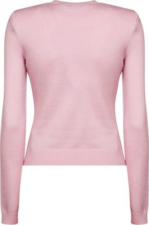 Self Portrait Womens Knit Jumper With Floral Detail Pink Polyester Sweater