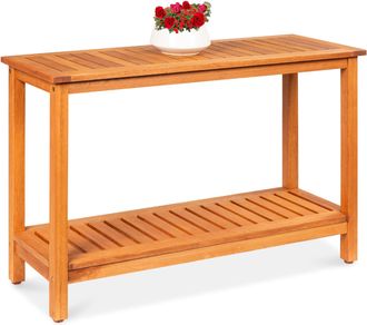 Best Choice Products 48in 2-Shelf Indoor Outdoor Wooden Console Table Multifunctional Buffet Bar Storage