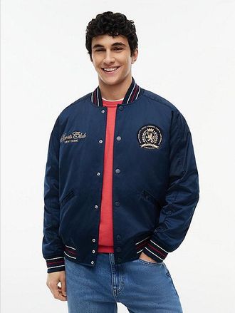Tommy Hilfiger Crest Patch Relaxed Satin Bomber Jacket
