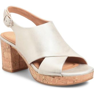 S&ouml;fft Liv Slingback Platform Sandal in Platino at Nordstrom, Size 6.5