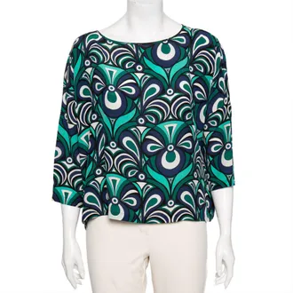 M Missoni Multicolor Printed Silk Crew Neck Top