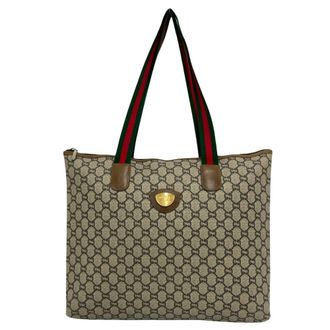 Gucci Brown Green Red Color Pvc Leather Shoulder Bag Tote Bag (Pre-Owned)