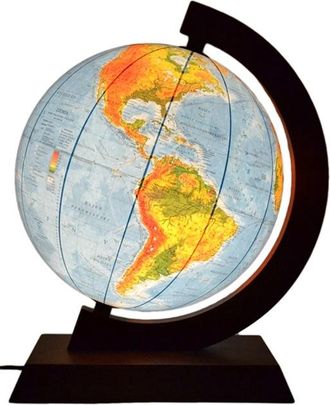 OEM Globo Terr&aacute;queo Pol&iacute;tico-f&iacute;sico, 32 Cm. Iluminado. Marco De Madera