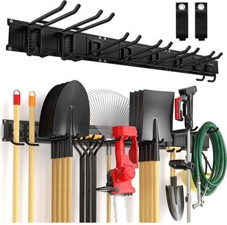 OEM Organizador De Herramientas De Garaje (11 Unidades, Montaje En Pared, Ajustable, Con 8 Ganchos Resistentes, Carga M&aacute;xima De 227 Kg), Ideal Para Guarda