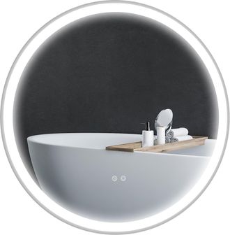 Kleankin Dimmable Bathroom Mirror with LED Lights - 3 Colours - Defogging Film - 70x70x3.4cm | TJ Hughes