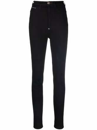 Philipp Plein super high waist jeans - women - Polyester/Cotton/Elastane - 27 - Black