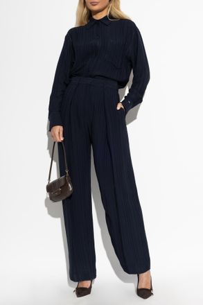 Victoria Beckham Shirt With A Striped Pattern, Womens, Navy Blue