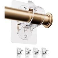 OEM Soporte Para Barra De Cortina Sin Taladrar Con Adhesivo Fuerte - Ba&ntilde;o, Cocina, Sala De Estar, Dormitorio (4 Piezas, Transparente) - Crezuo