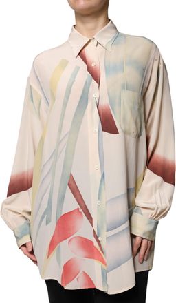 Etro Beige Printed Collared Buttoned Long Sleeves Blouse Womens Top (Pre-Owned)