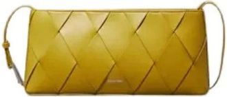 Calvin Klein Tassen, Dames, Geel, ONE Size, Verstelbare Geweven Schoudertas MET Reli&euml;fdetails