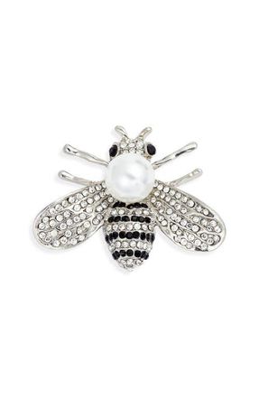 Clifton Wilson Crystal & Imitation Pearl Bee Lapel Pin in Silver at Nordstrom