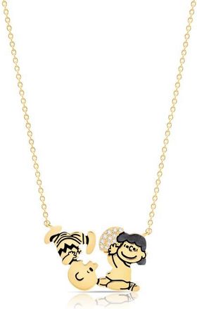 Crislu x Peanuts Lucys Football Pendant Necklace in 18Kt Yellow Gold /Clear Stone at Nordstrom, Size 16