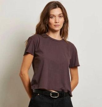perfectwhitetee Harley Boxy Crew Tee In Cocoa Powder