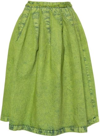 Marni pleated denim skirt - women - Cotton - 36 - Green