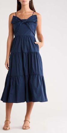 Sugarlips Love Letter Poplin Midi Dress in Navy at Nordstrom, Size Small