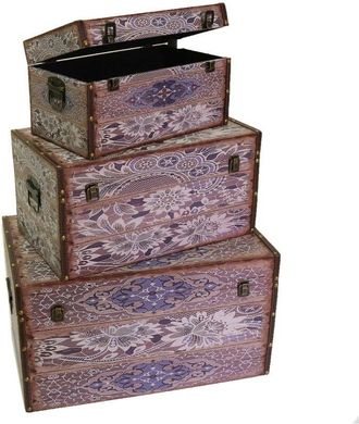 Vacchetti Ba&uacute;l Ecopiel Flores Gris Rectangular 1-3 Cm59x36h33