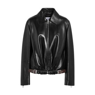 Loewe Leather Jackets, female, Black, XS, Belted Lambskin Jacket