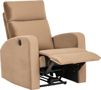 Beliani Sill&oacute;n Reclinable El&eacute;ctrico Sala De Estar Moderno De Terciopelo Marr&oacute;n Claro Verdal