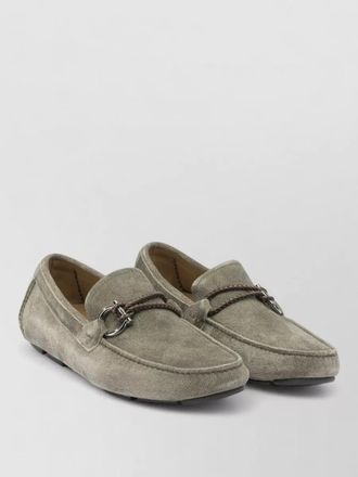 Ferragamo suede moc toe loafers rubber sole