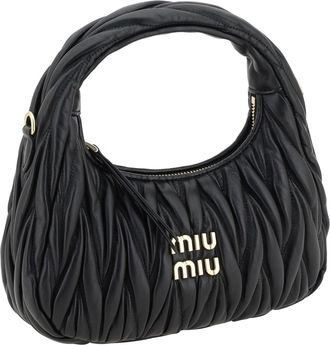 Miu Miu Womens Hobo Handbag Black Calf Leather Handbags Hand Bags