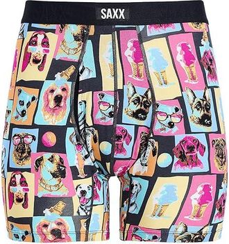 Saxx Underwear Vibe Xtra Soft Comfort Boxer Brief Fly Mens Underwear Summer Dogs Of Saxx/Multi : 2XL, Elastane/Mesh/Viscose