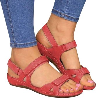 Generic Sandals for women UK Clearance, Orthopedic Shoes for Women Plantar Fasciitis, Comfort Wedge Sandals, Open Toe Ankle Strap Sandals, Summer Wide Fit Cus