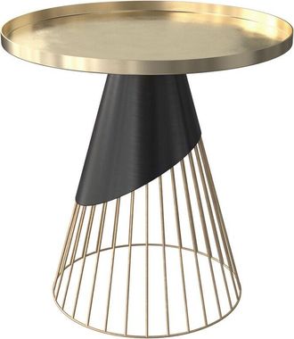 Rendez-Vous Déco Rendez-vous Déco - Mesa auxiliar redonda de metal negro y latón - Corry