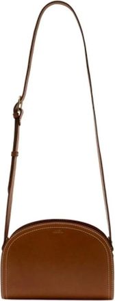 A.P.C. A.p.c., Tassen, Dames, Bruin, ONE Size, Leer, Demi Lune Crossbody